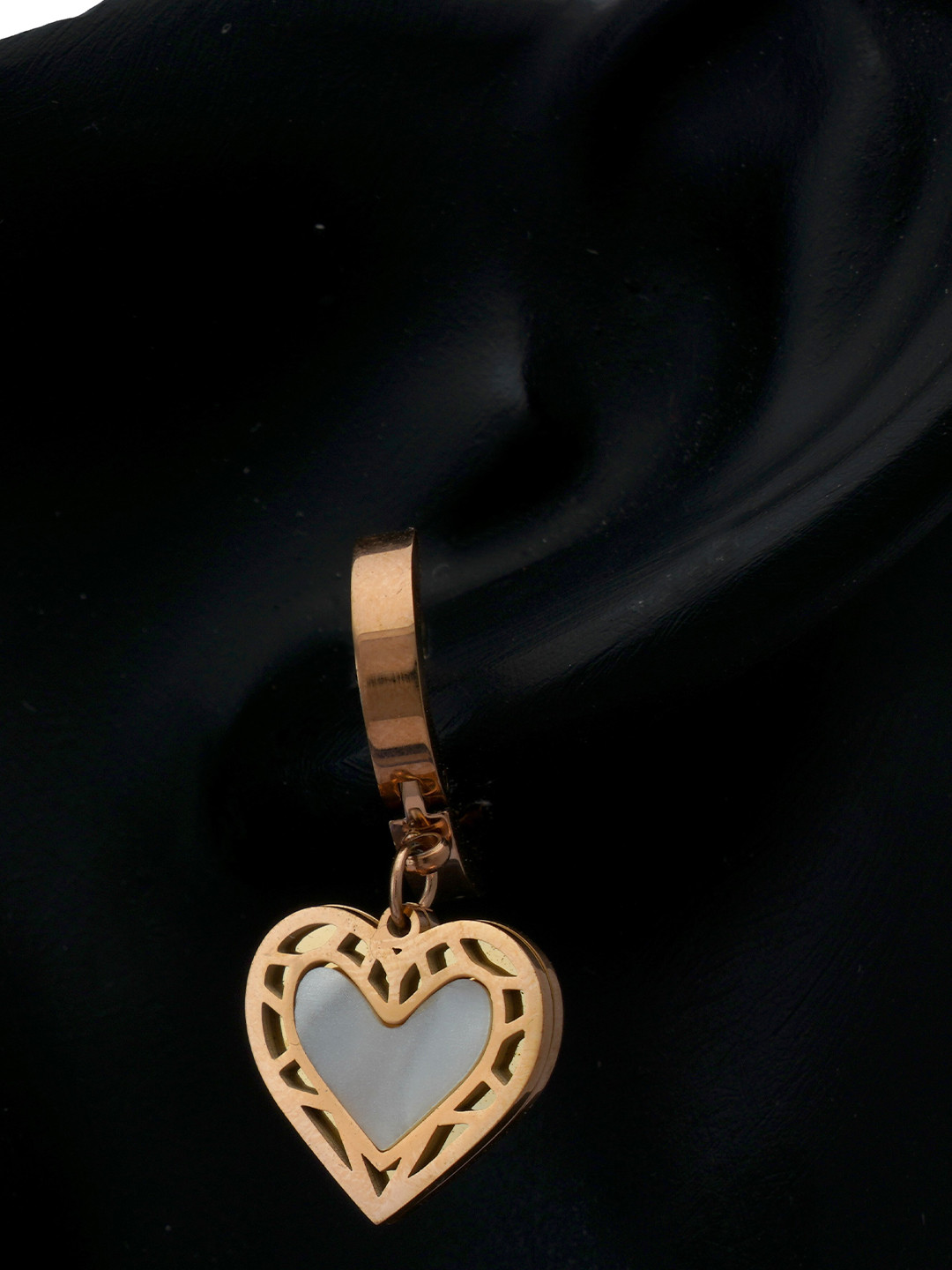 V FASHION JEWELLERY Copper-Plated Heart Shaped Hoop Earrings