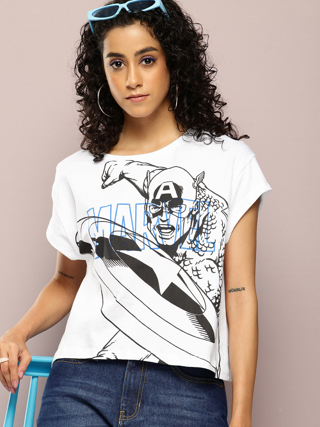 Kook N Keech Marvel Captain America Printed Oversized Pure Cotton T-shirt