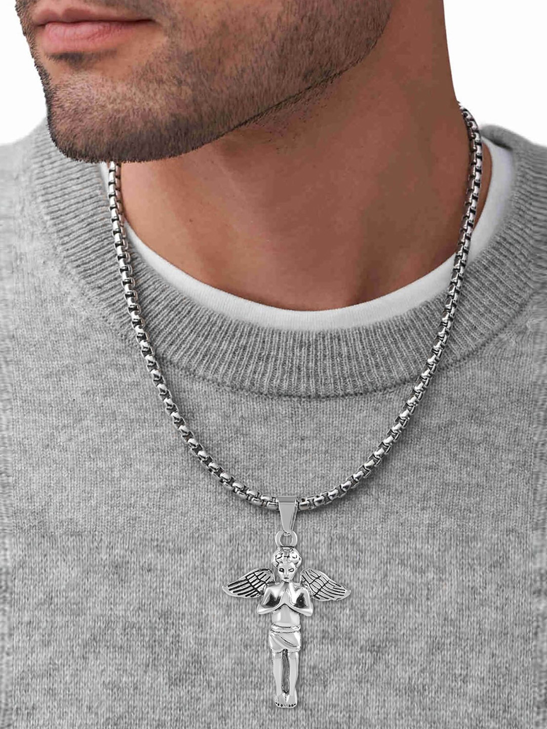 MEMOIR Unisex Silver-Plated Heavens Angel Pendants with Chains