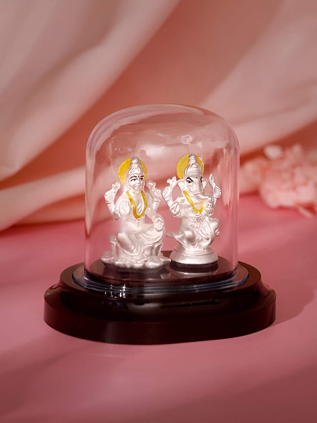 GIVA Ganapathi and Lakshmi Silver Metal Metallic Living Room Small Showpiece - 3 Inches