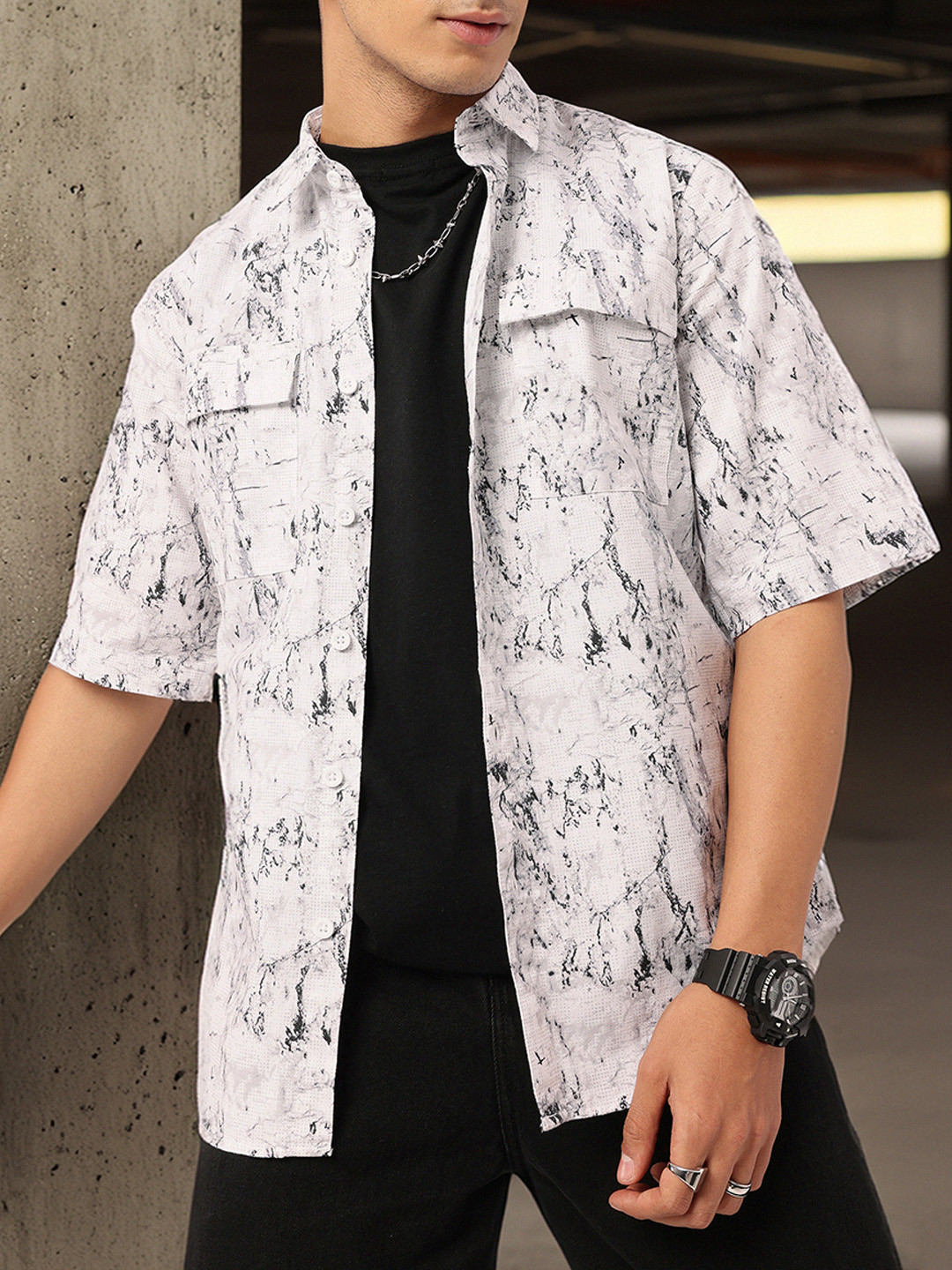 Kook N Keech  Abstract Printed Flow Printed Oversized Fit Shirt