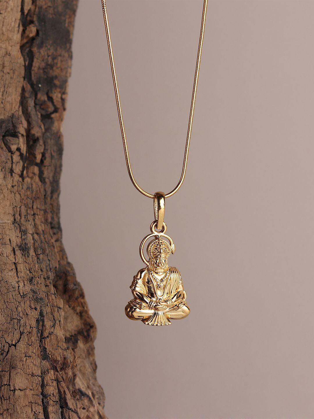 AKSHAT SAPPHIRE Kids 925 Sterling Silver Gold-Plated God Hanuman Temple Pendant