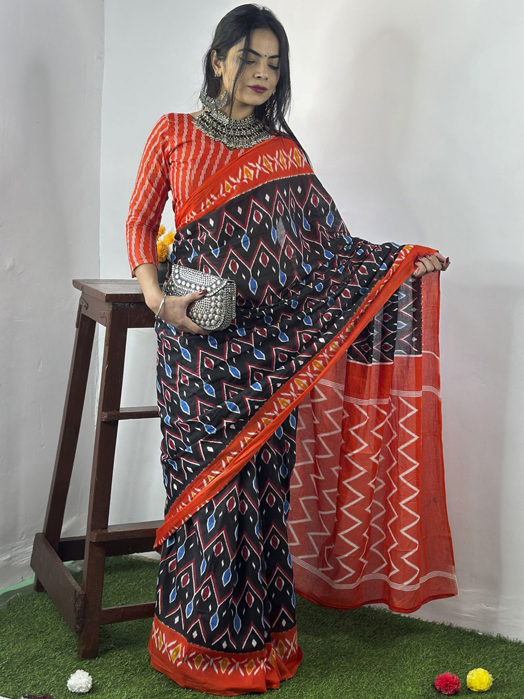 Anouk Rustic Designer Ikat Saree