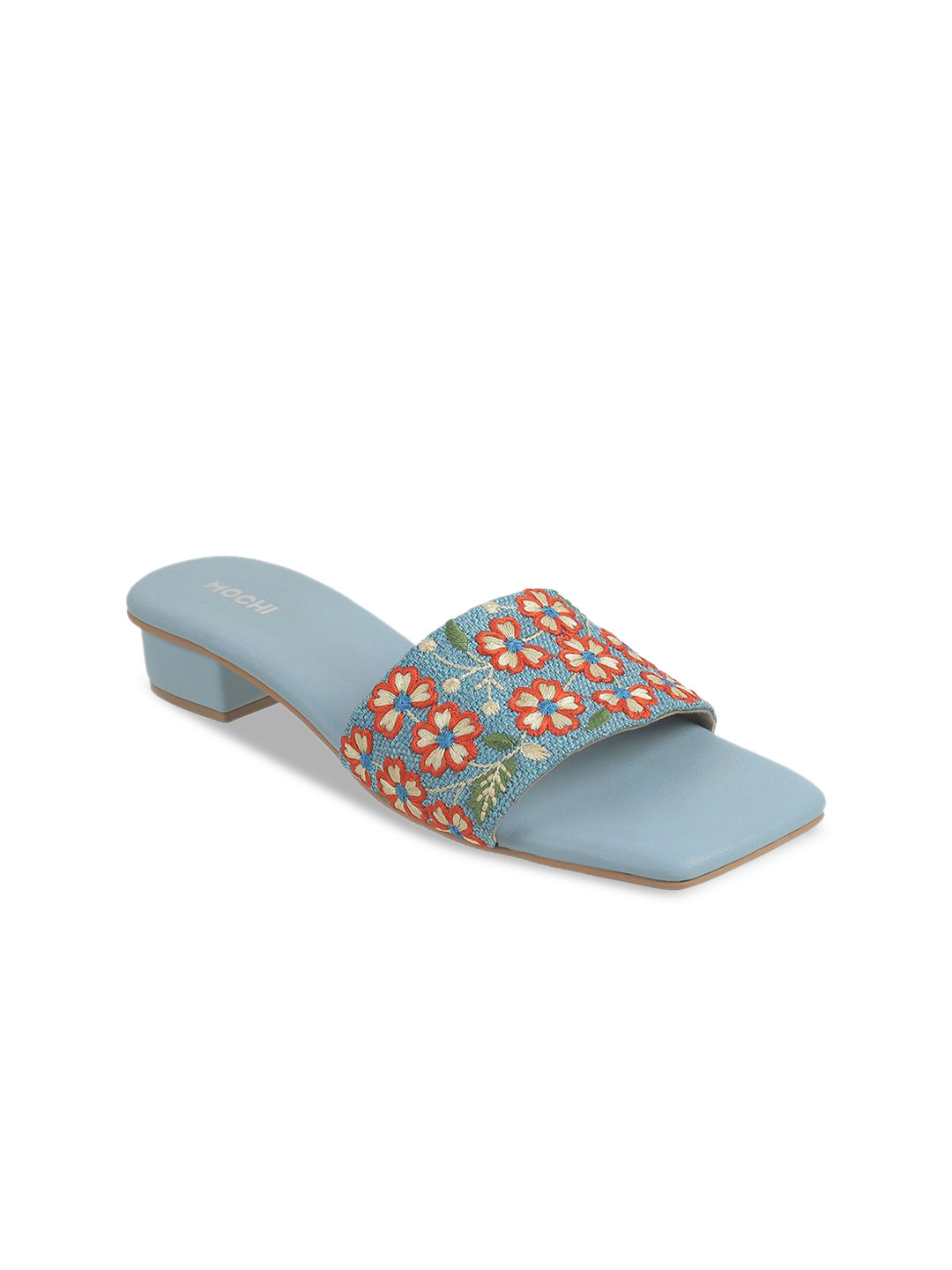 Mochi Women Floral Printed Open Toe Heels