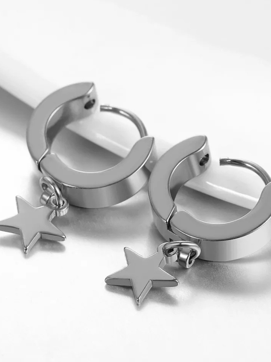 The Roadster Lifestyle Co. Mens Stylish Silver-Plated Circular Shaped Hoop Earrings