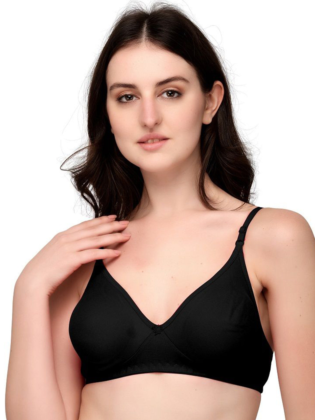 Exotica Lingerie Black Double Layered Non Wired Medium Coverage T-Shirt Bra