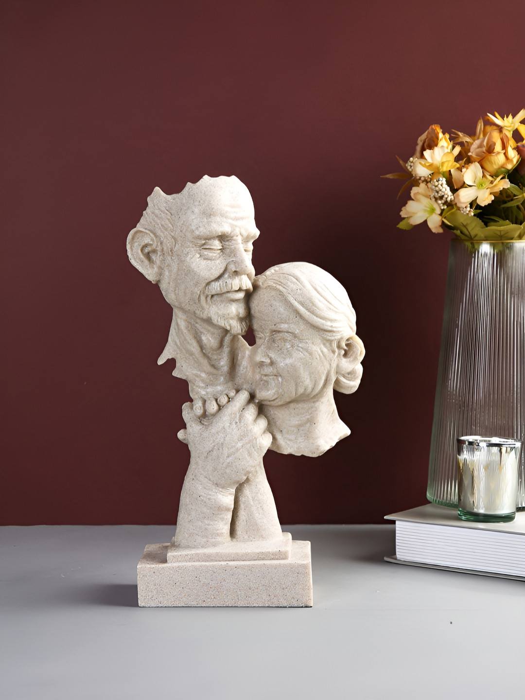 Myntra Elegant Homes Timeless Love Grandparents Beige Polyresin Matte Living Room Medium Showpiece - 11.8 Inches