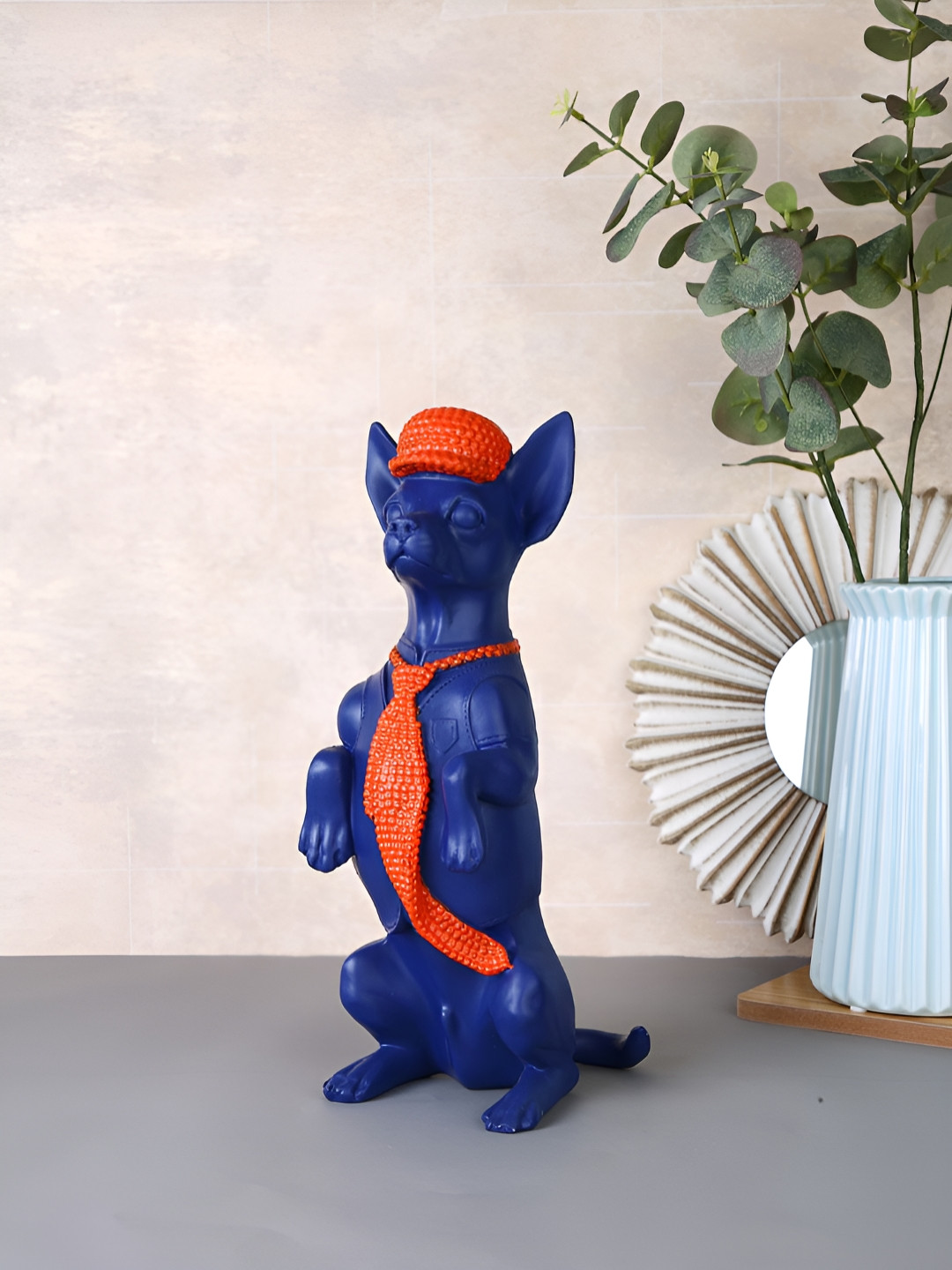 Myntra Elegant Homes Dog Blue Polyresin Matte Living Room Medium Showpiece - 11.2 Inches