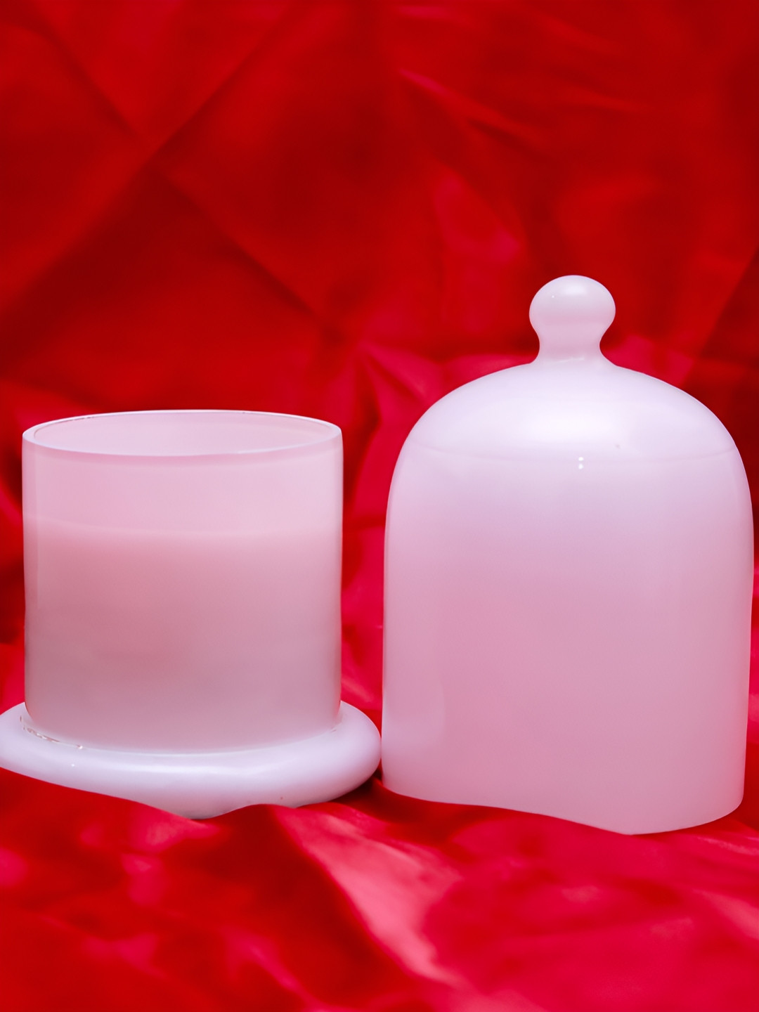 HARINI Elegant Glass Holder Rose Quartz 1 Wick Scented Solid Geometric Regular Jar Candles