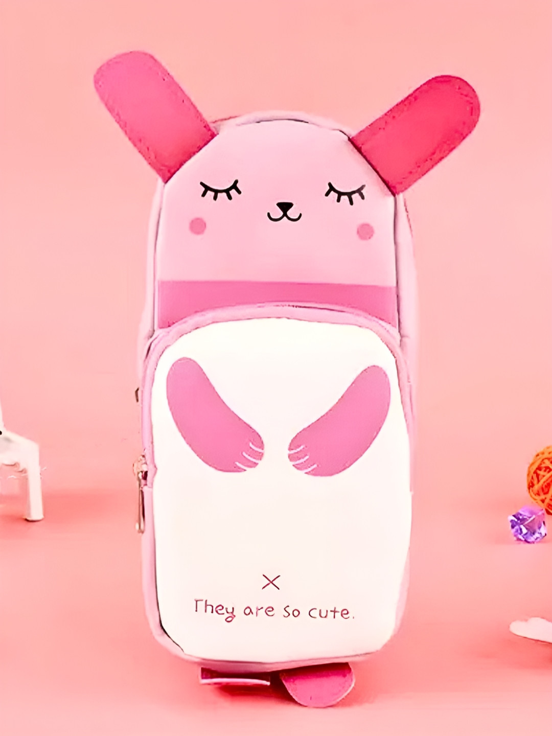 Ajabh Pink & White Printed Kids Pencil Box