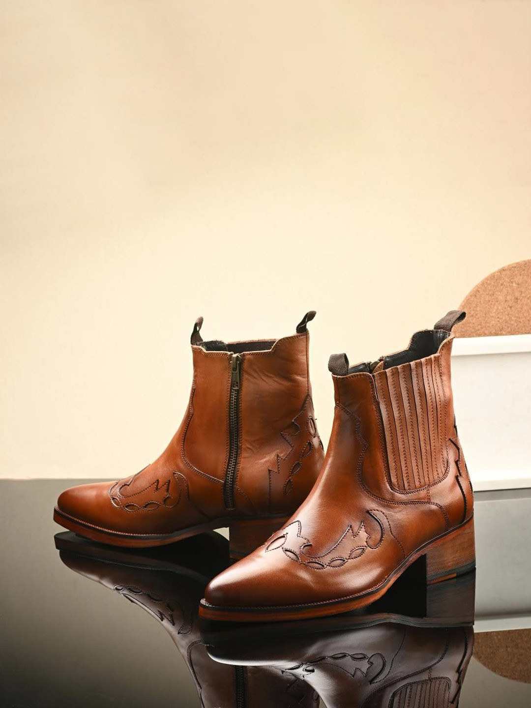 MILLE DOLLARI Men Leather Casual Cowboy Boots