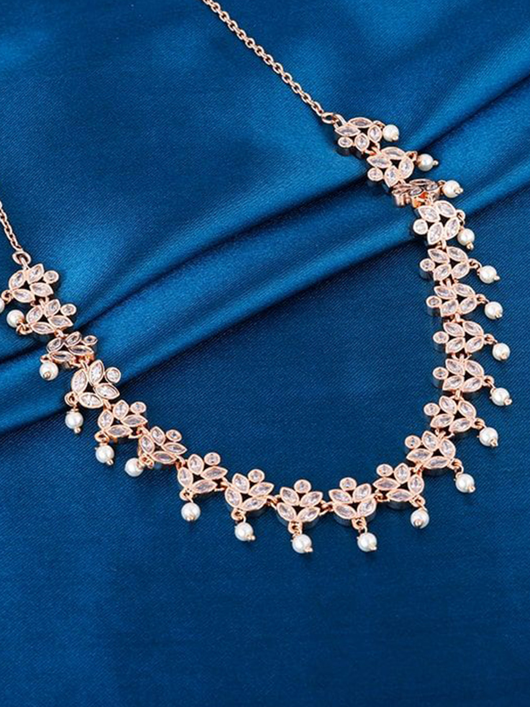 GIVA Silver Rose Gold-Plated Handcrafted Necklace