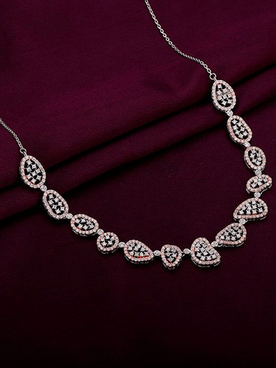 GIVA Silver Rose Gold-Plated Necklace