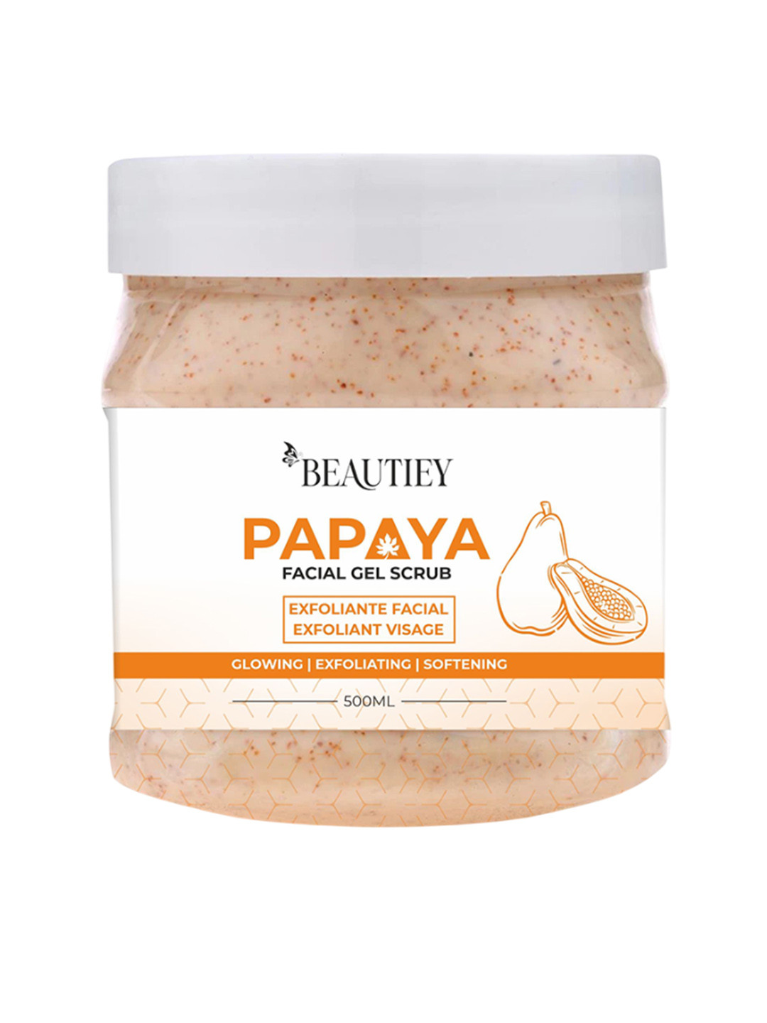 Beautiey Papaya Facial Gel Scrub For Acne & Dark Circles - 500 ml