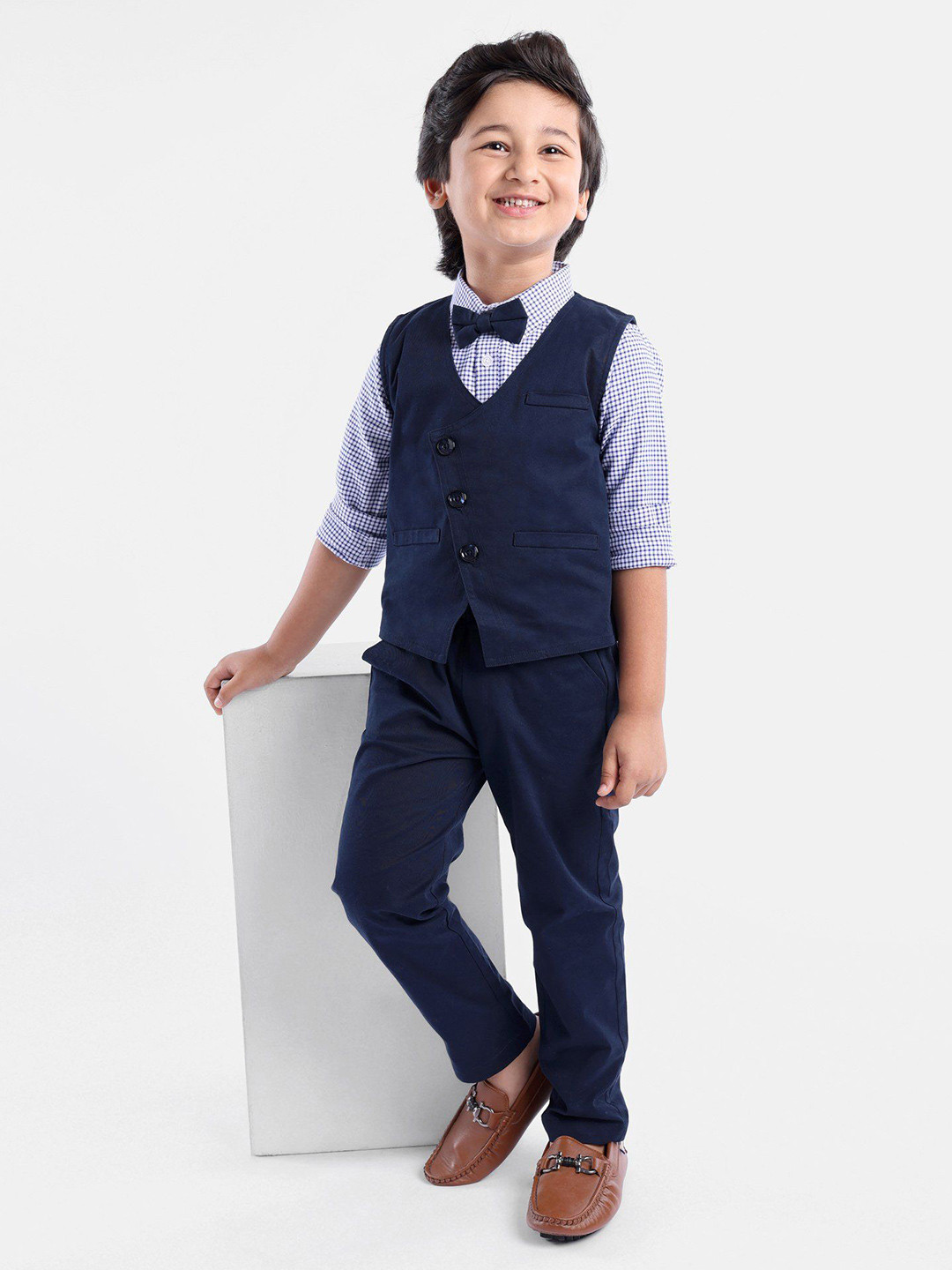 Mark & Mia Boys Checked Single-Breasted 3-Piece Formal Suits