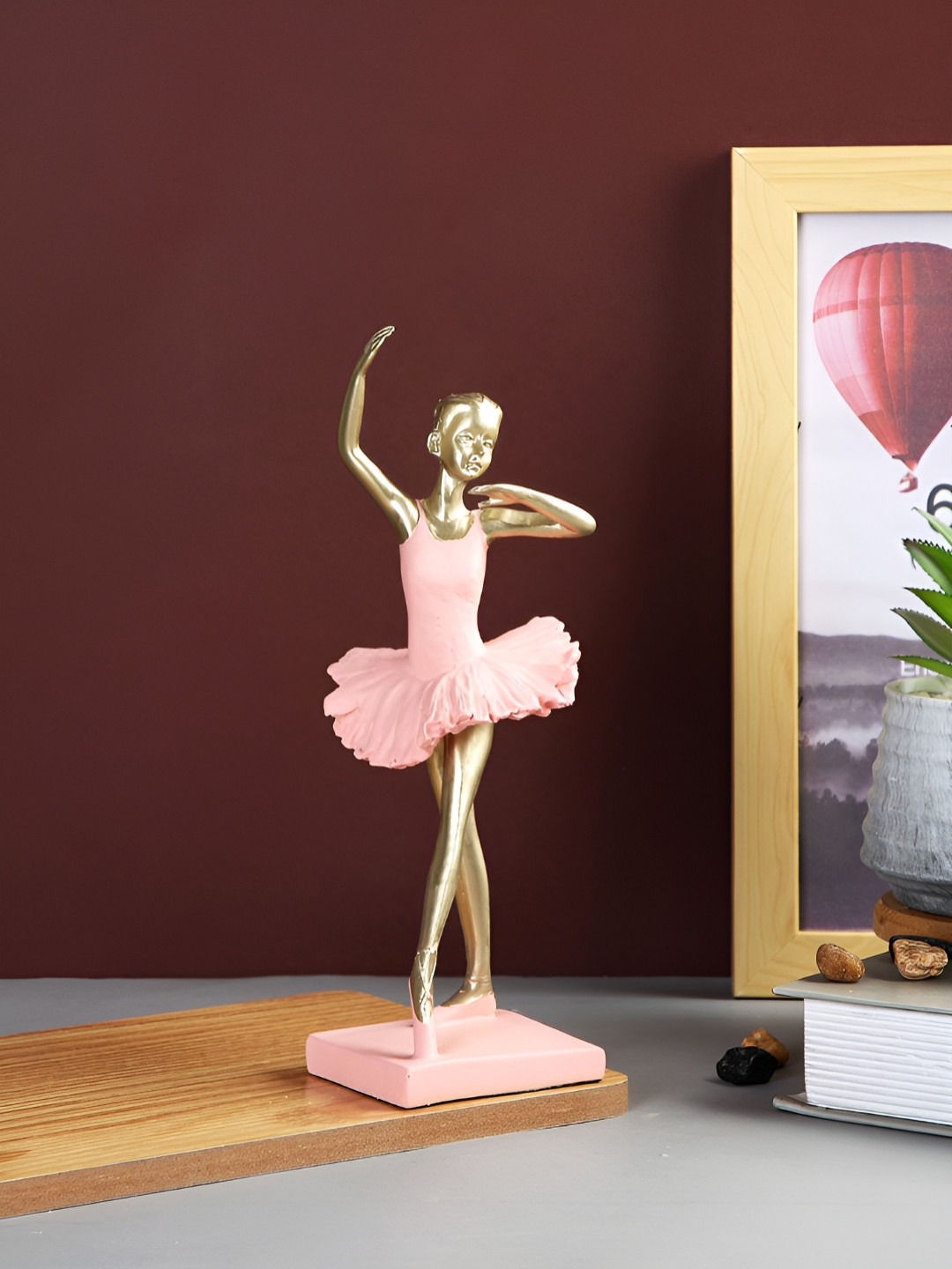 Myntra Elegant Homes Graceful Ballerina Gold Resin Glossy Living Room Small Showpiece - 8.9 Inches
