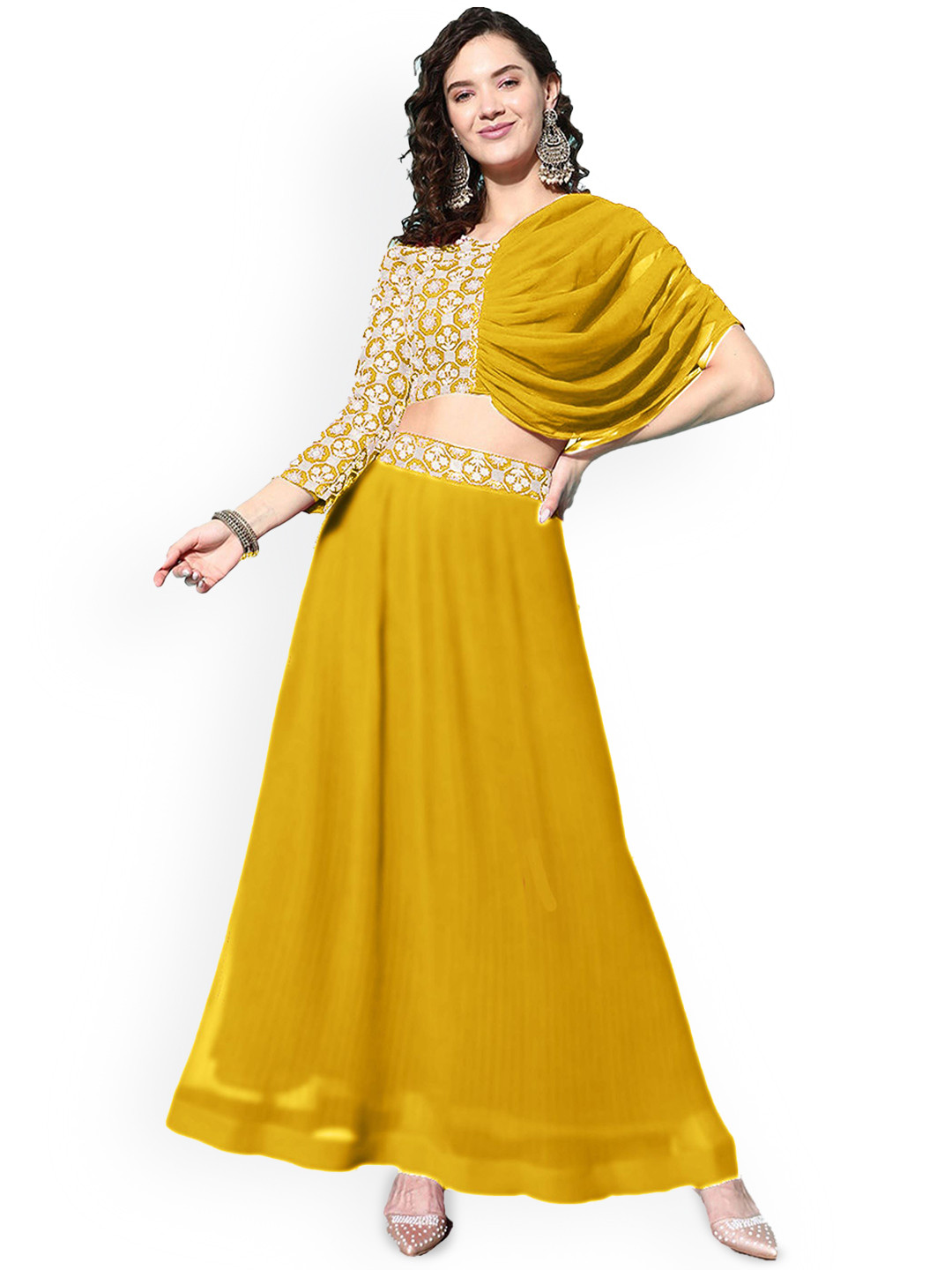 SANCIA Embroidered Crop Top And Skirt Co-Ords Set