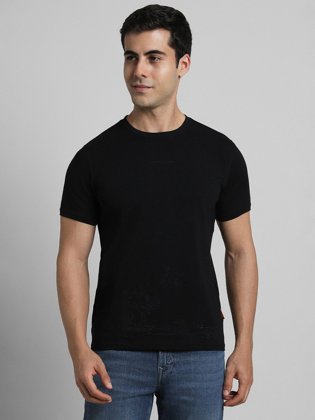 SIMON CARTER LONDON Men Raw Edge Slim Fit T-shirt
