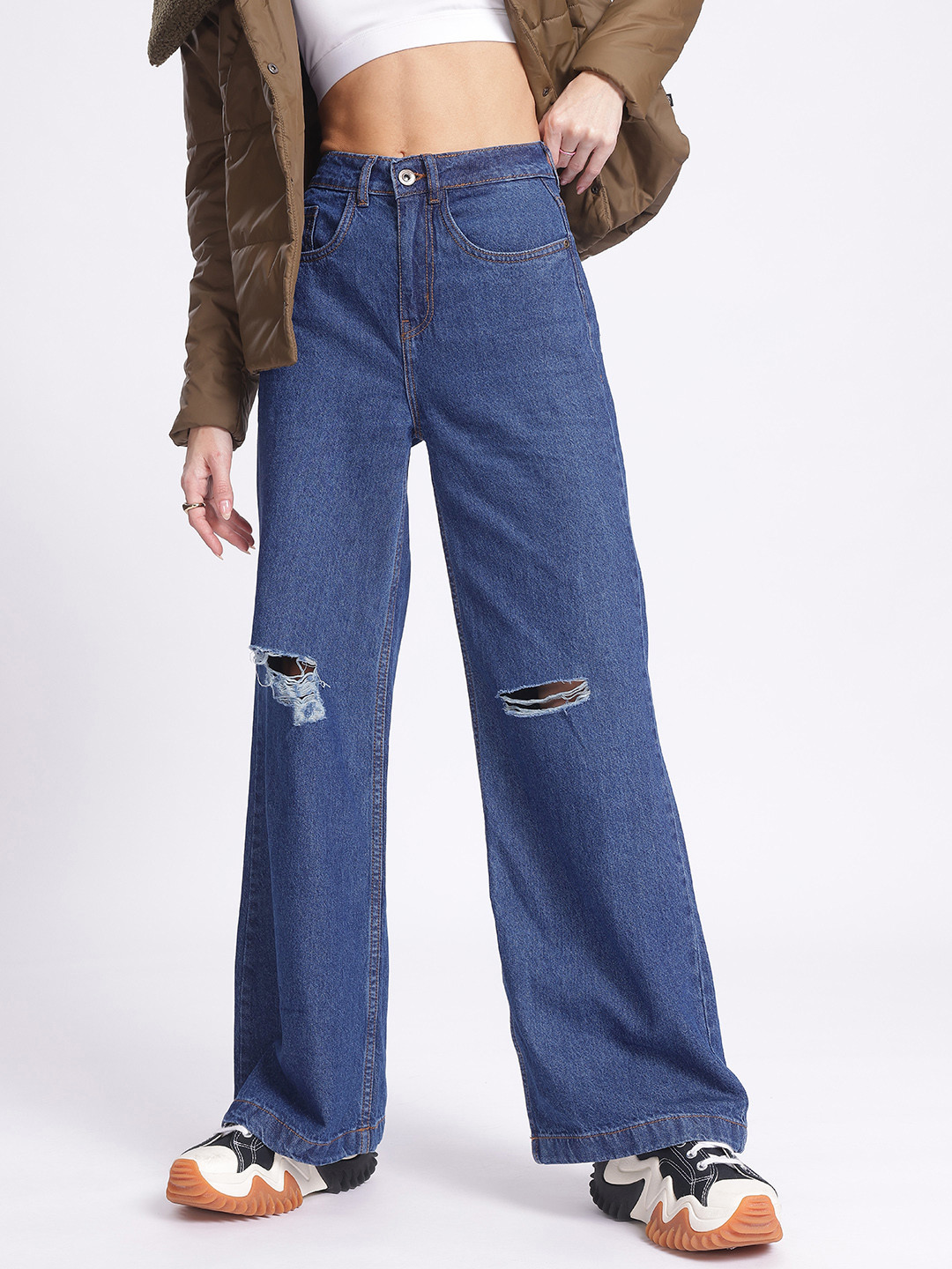 glitchez Women Relax Wide Leg Freedom Cotton Jeans