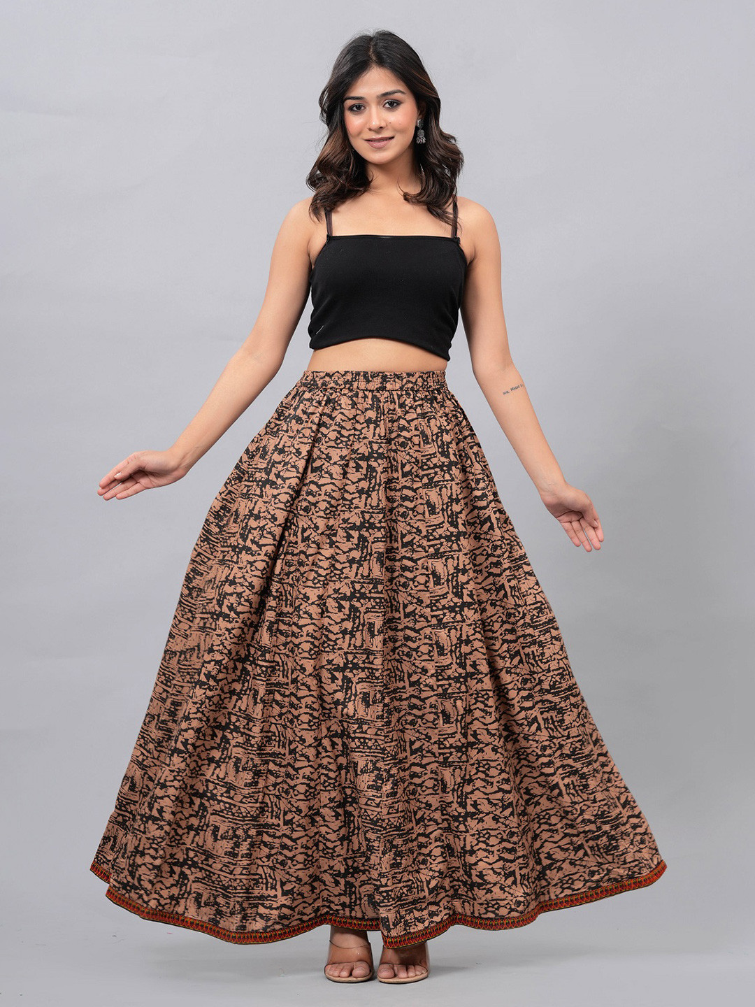 Clothy N Wave Abstract Printed Flared Maxi Skirts
