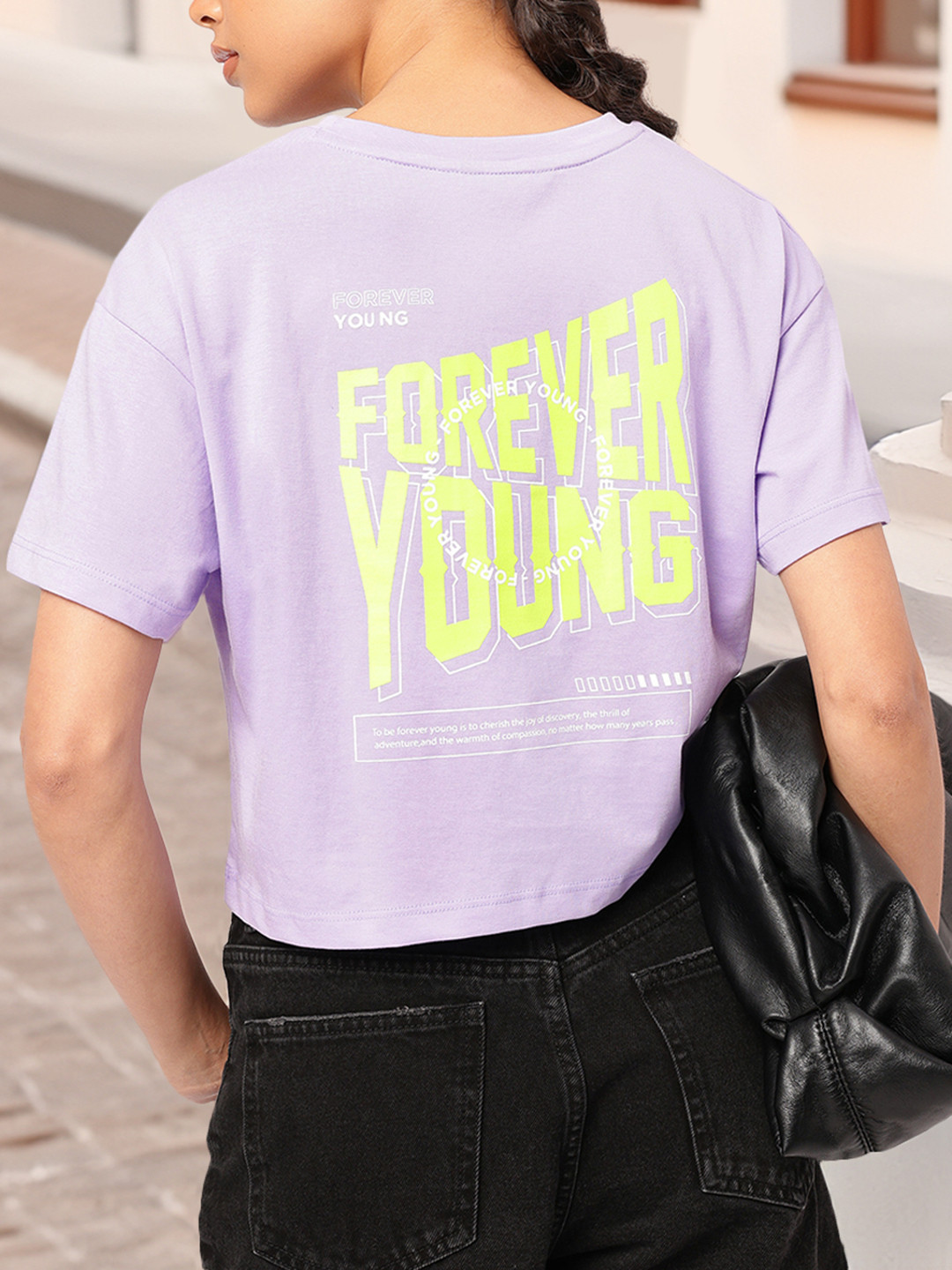 DressBerr Typography Printed Boxy T-shirt