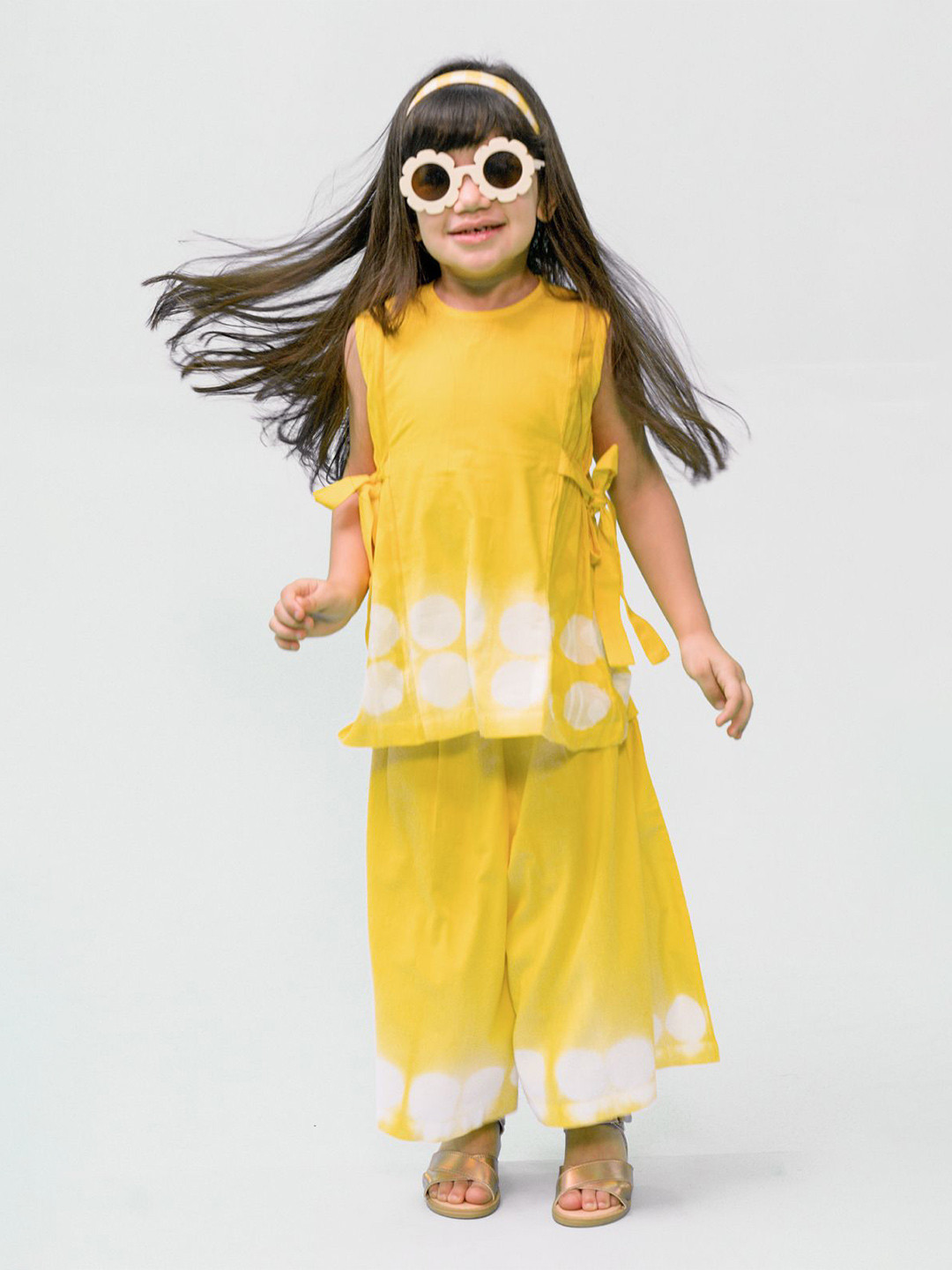 Tiber Taber Tiber Taber Girl Yellow Tie & Dye Top Set