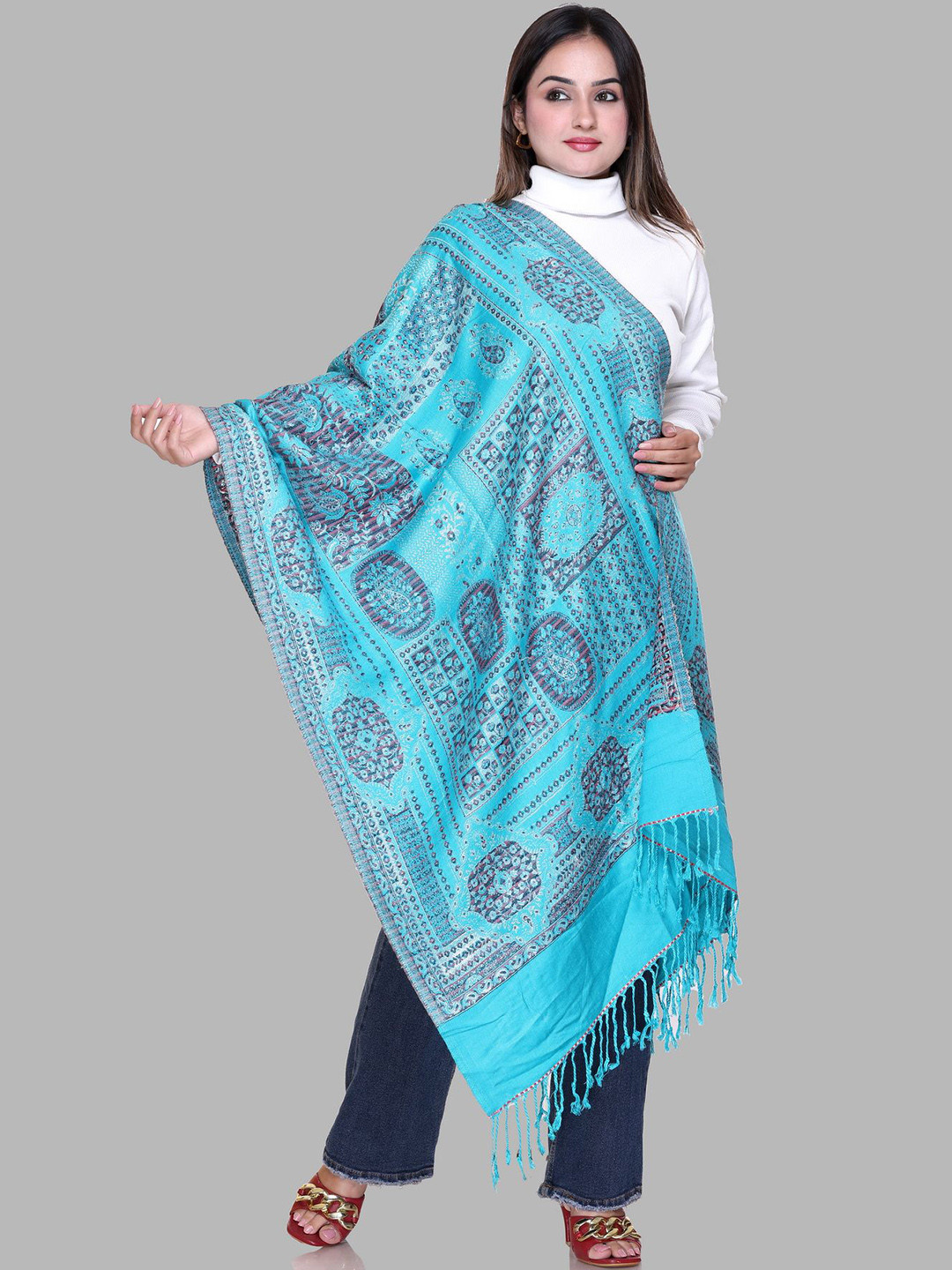 Tones-N-Shades Floral Woven Design Stole