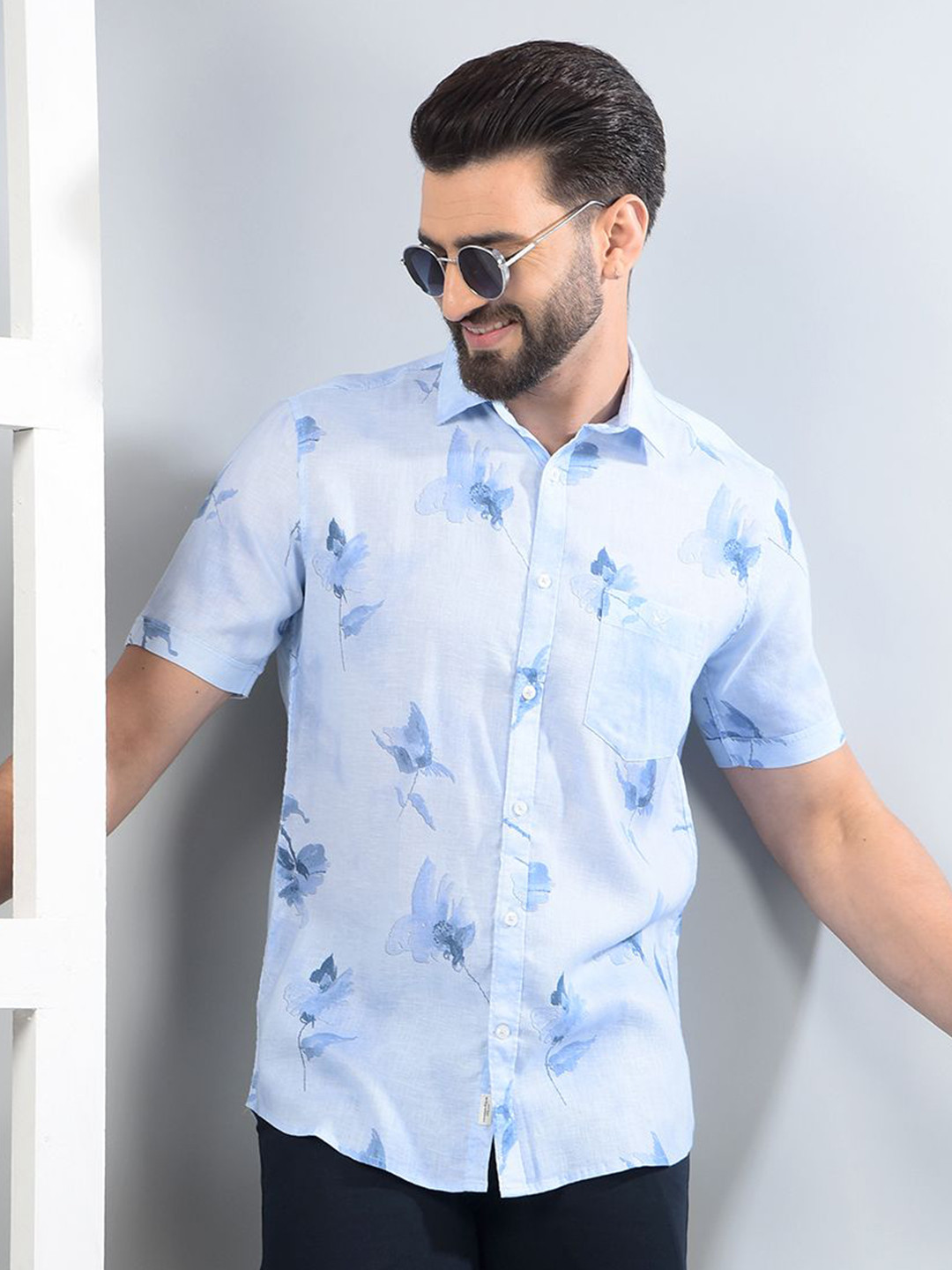 Crimsoune Club Men Classic Slim Fit Opaque Printed Casual Shirt