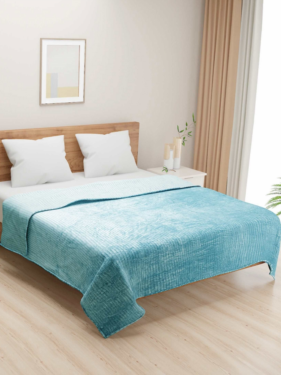 SWAYAM Aqua Blue Microfibre 210 GSM AC Room Single Size Bed Dohar
