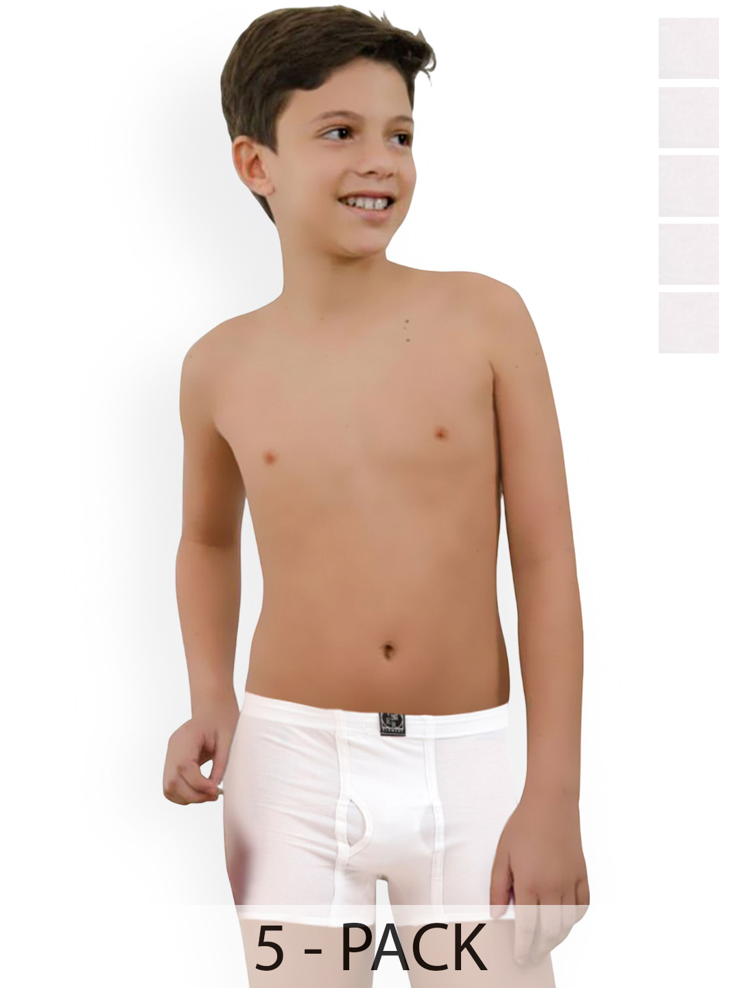 Inner Element Pack Of 5 Pure Cotton Breathable Trunks BOY_MINI_TRUNK_WHITE_PK5_65