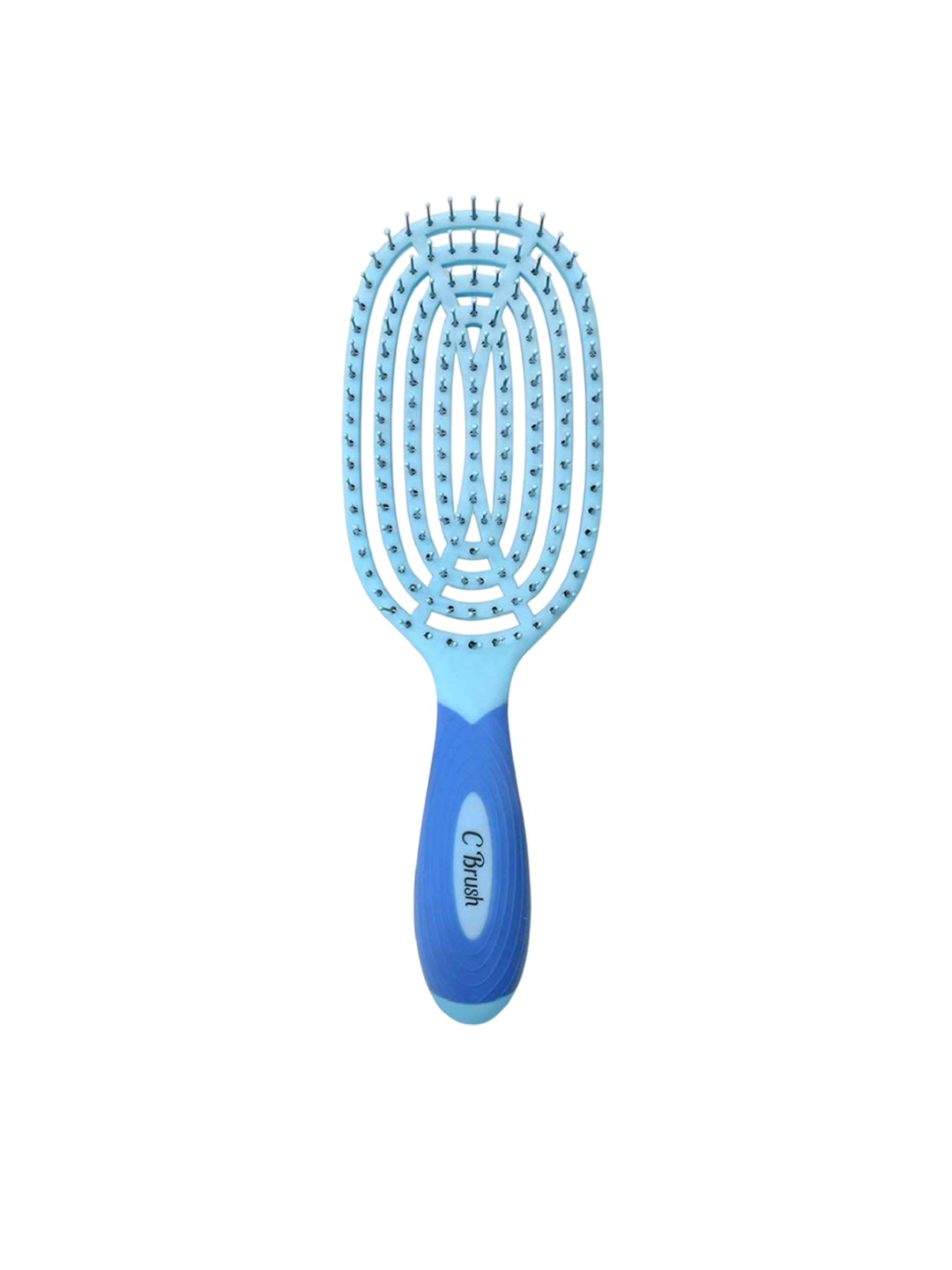 NuWay 4Hair C Brush-Patented Circular Detangler Venting Paddle Hair Brush - Blue