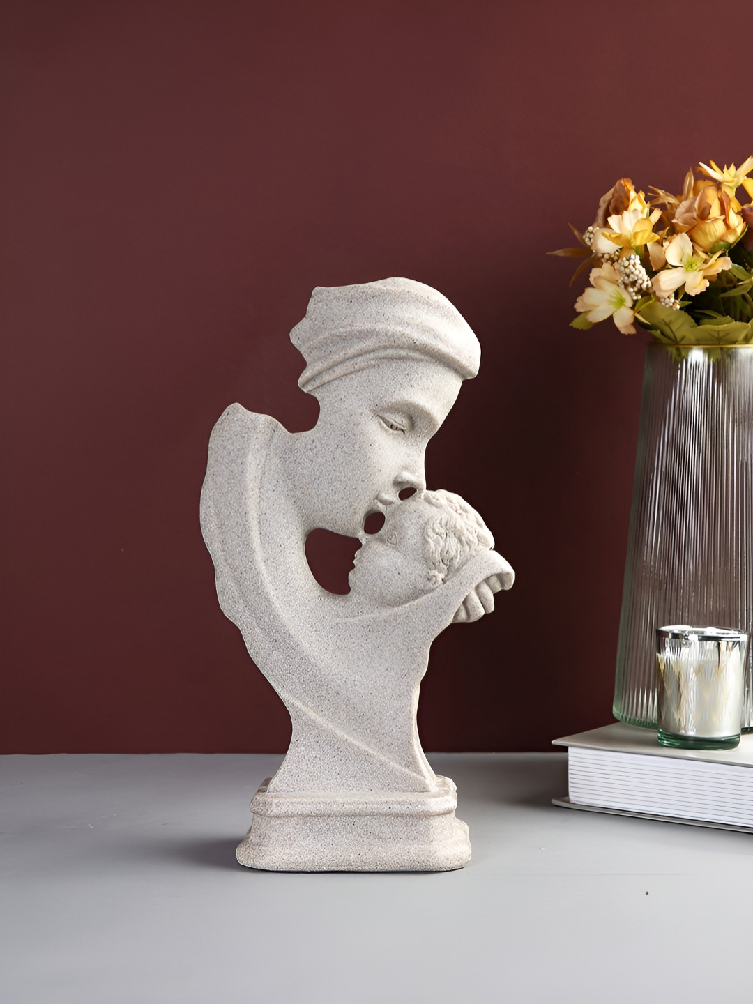 Myntra Elegant Homes Maternal Love Beige Resin Matte Living Room Medium Showpiece - 11.4 Inches