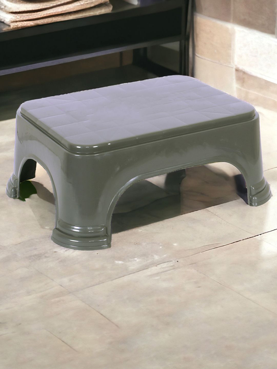 Kuber Industries Grey Square Bathroom Stool