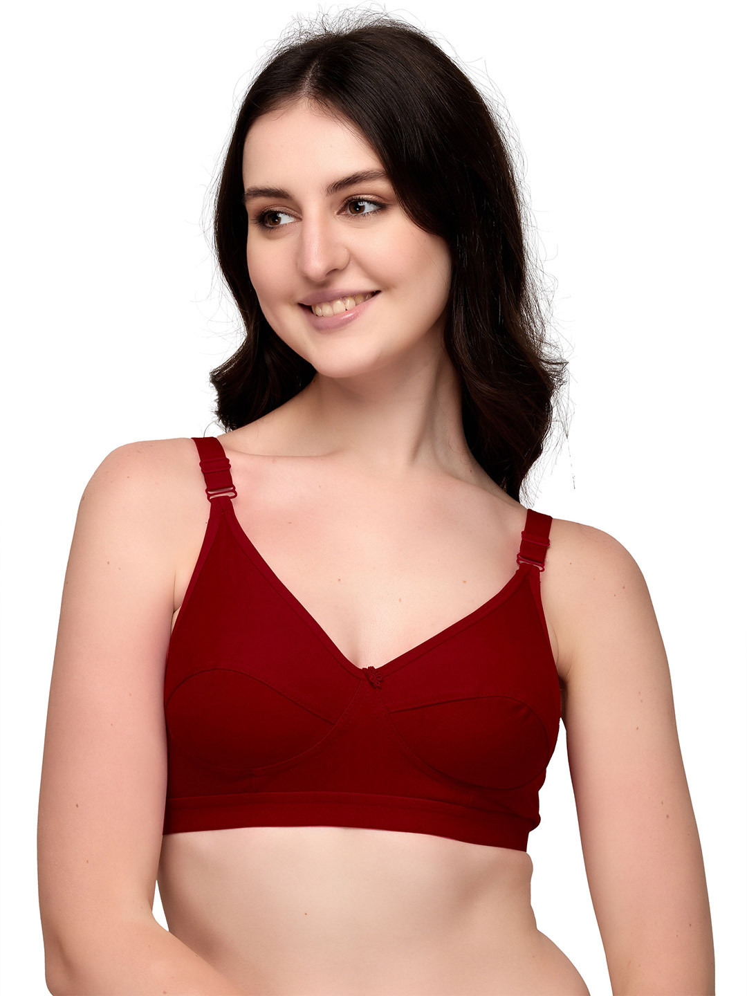 Exotica Lingerie Maroon Double Layered Non Wired Full Coverage Bralette Bra