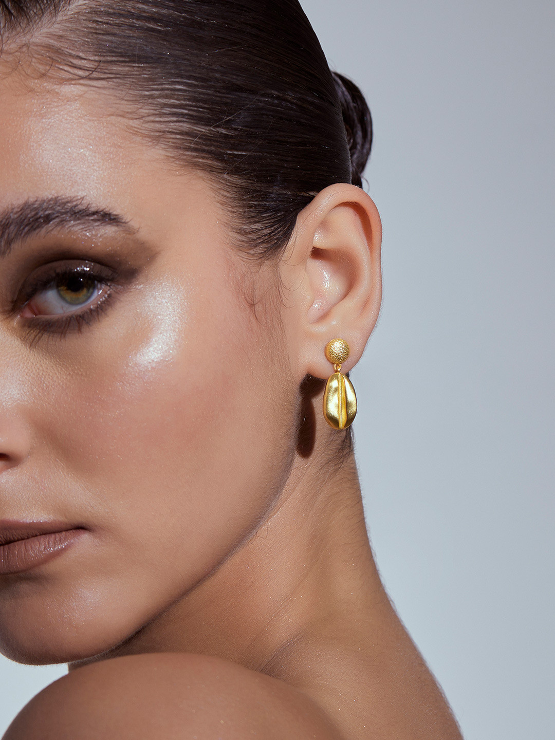 Ethnic Andaz Gold-Plated Teardrop Shaped Drop Earrings