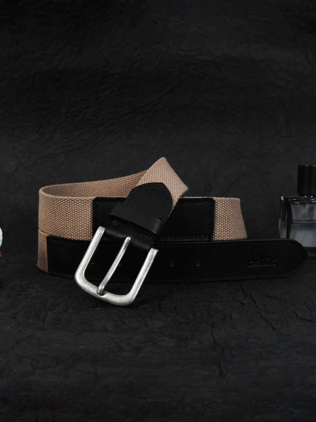 Celtic Unisex Black Printed Leather Belt Secure Tang Closure