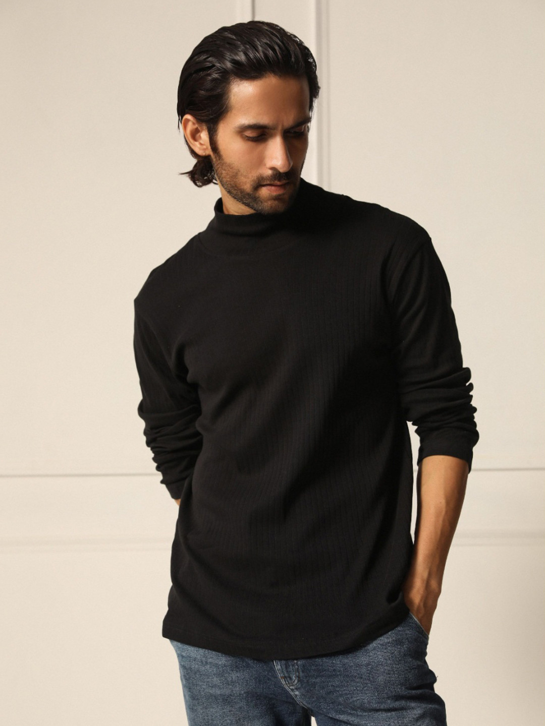 PRIMAL GRAY Men High Neck Organic Cotton Pockets T-shirt