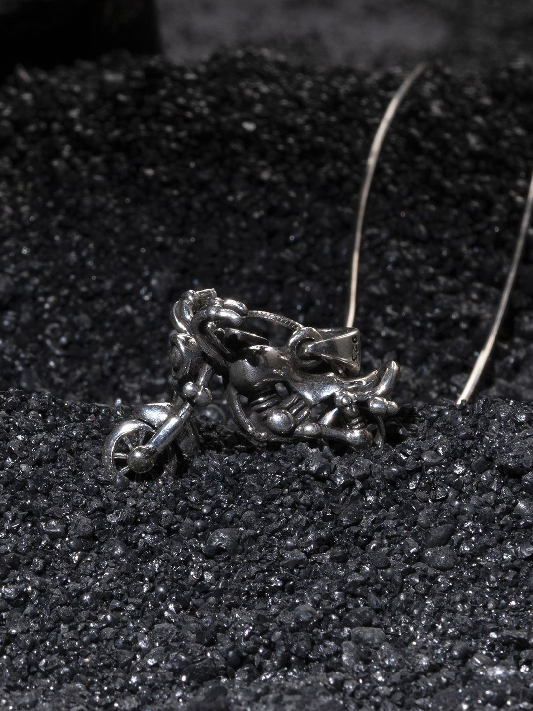 TOUCH925 Men Sterling Silver Riders Reverie Motorcycle Locket Oxidised Pendant