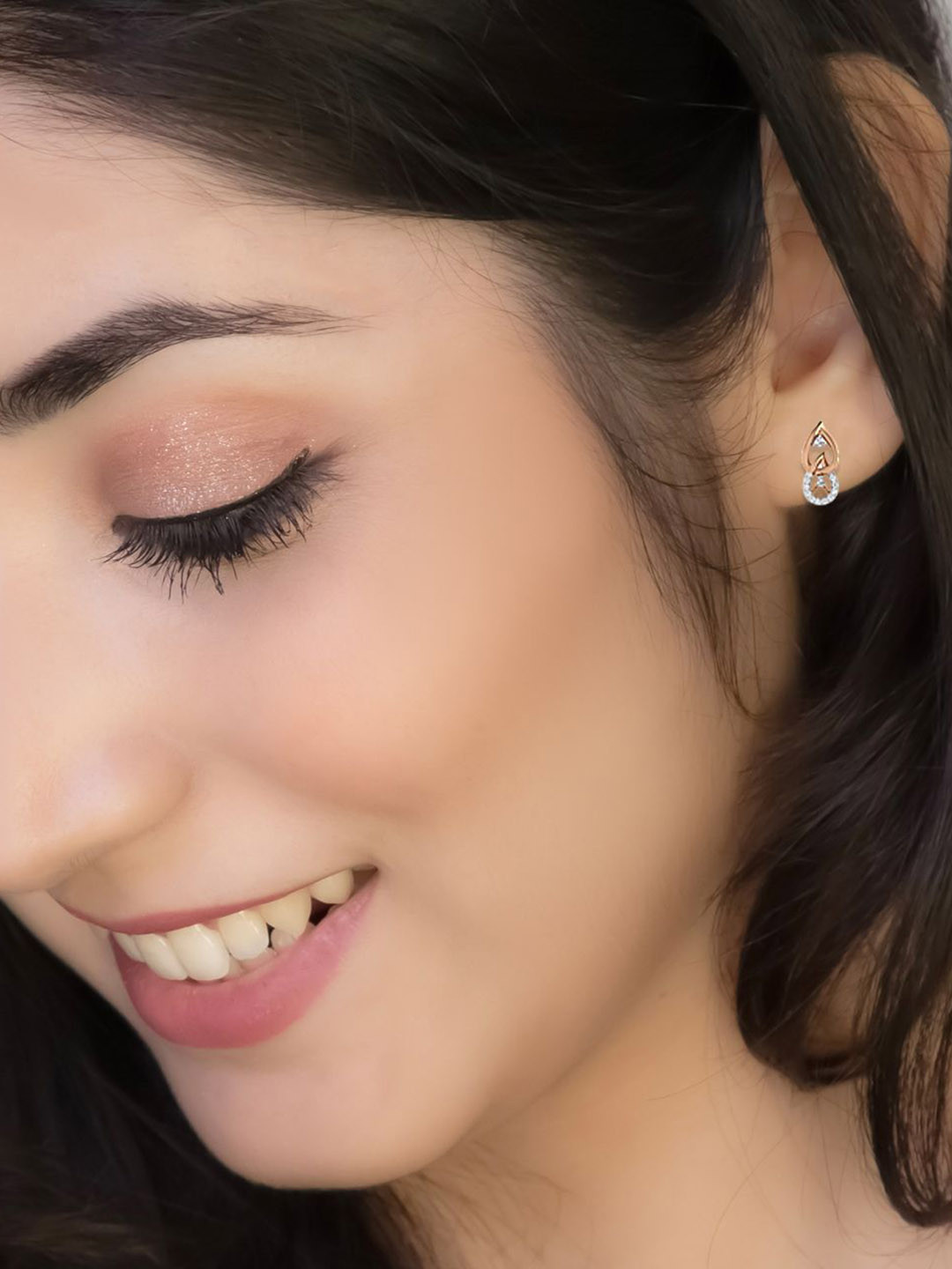 WHP JEWELLERS Blush Sparkle 18 KT Rose Gold Earring For Women.