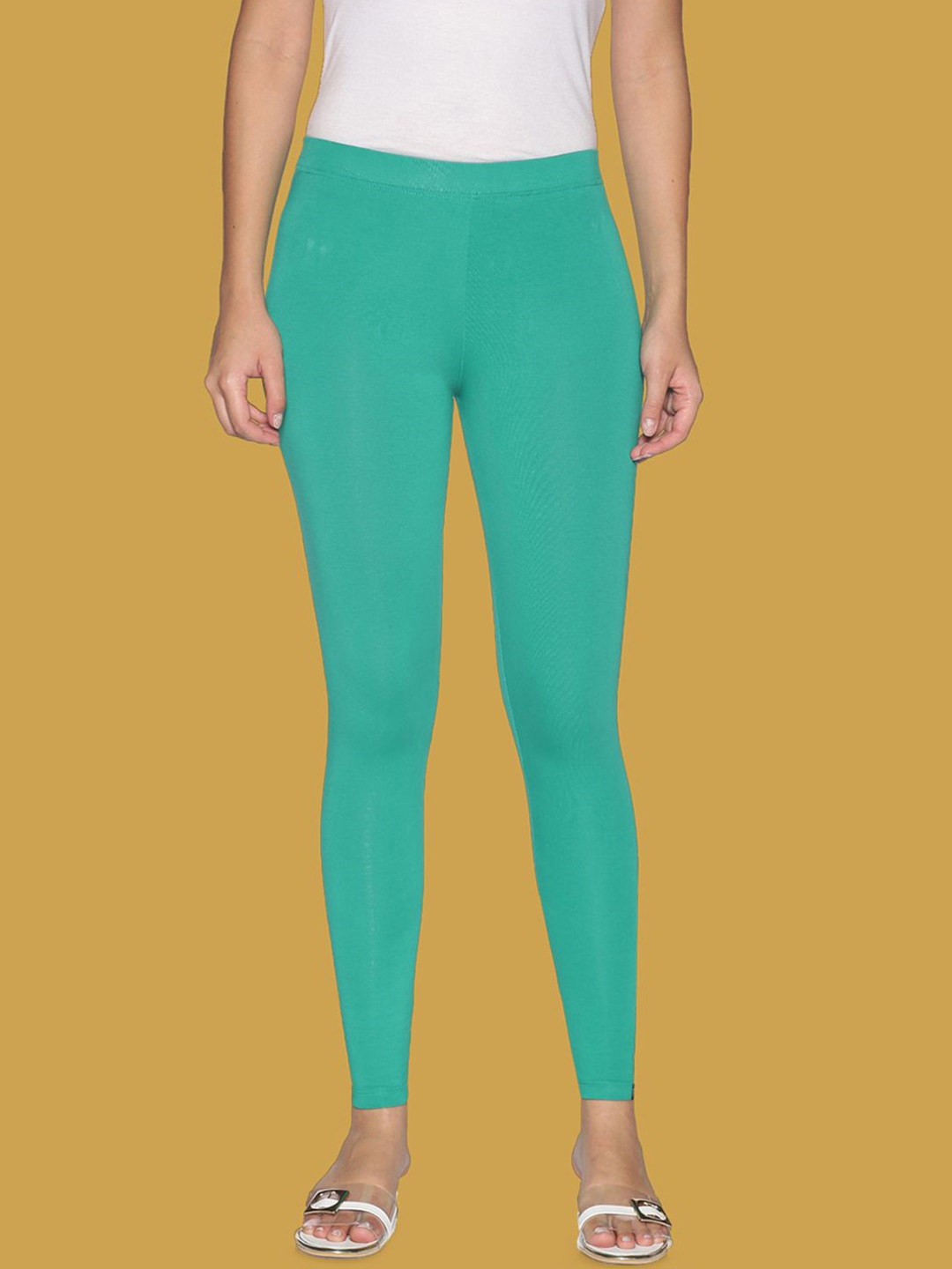 TWIN BIRDS Women Cotton Blend Solid Emerald Lexus Ankle Length Legging