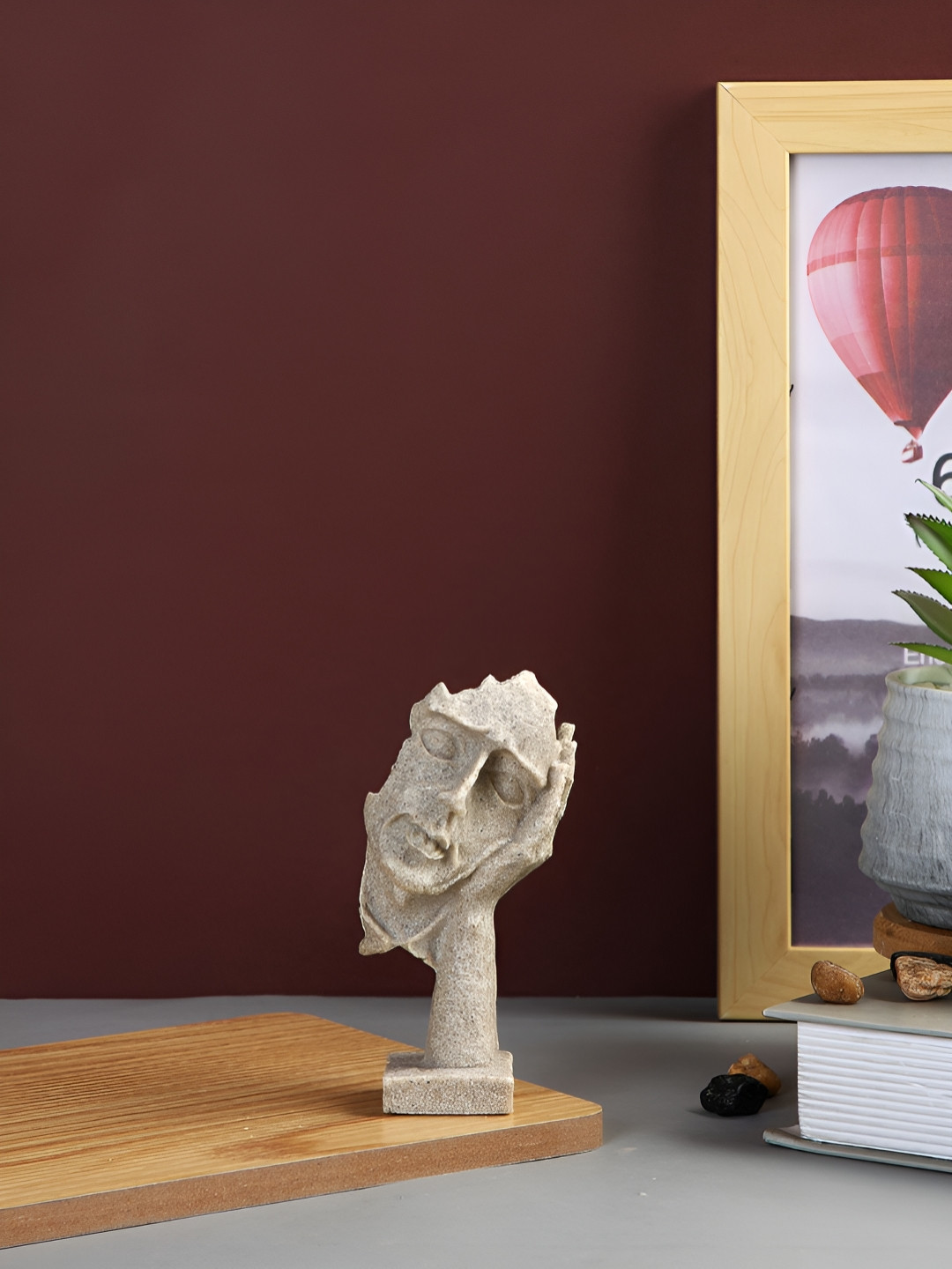 Myntra Elegant Homes Pensive Head Beige Polyresin Matte Living Room Small Showpiece - 4.7 Inches