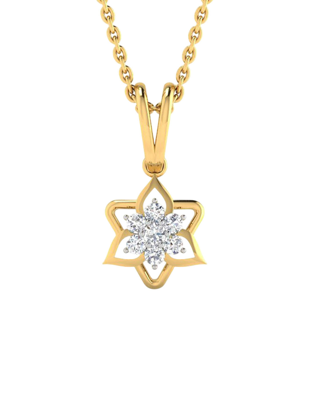 WHP JEWELLERS Nakshtra Flora 18 KT Yellow Gold Pendant For Women.