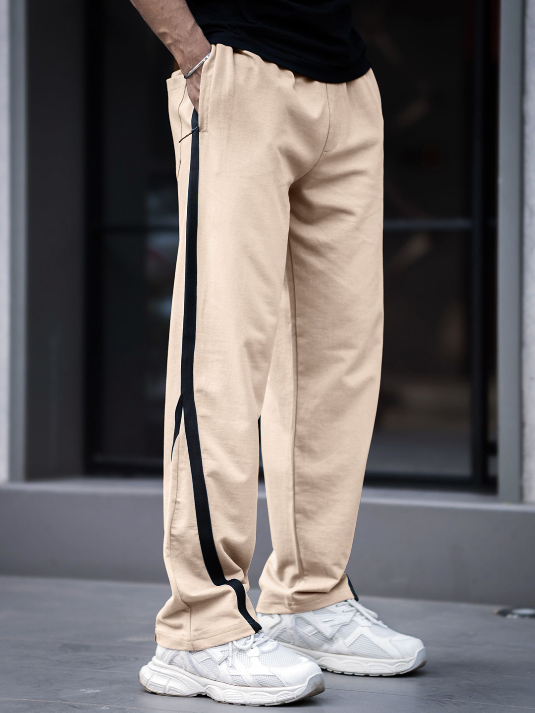 Maniac Mens Color Block Biscuit Baggy Fit Track Pants