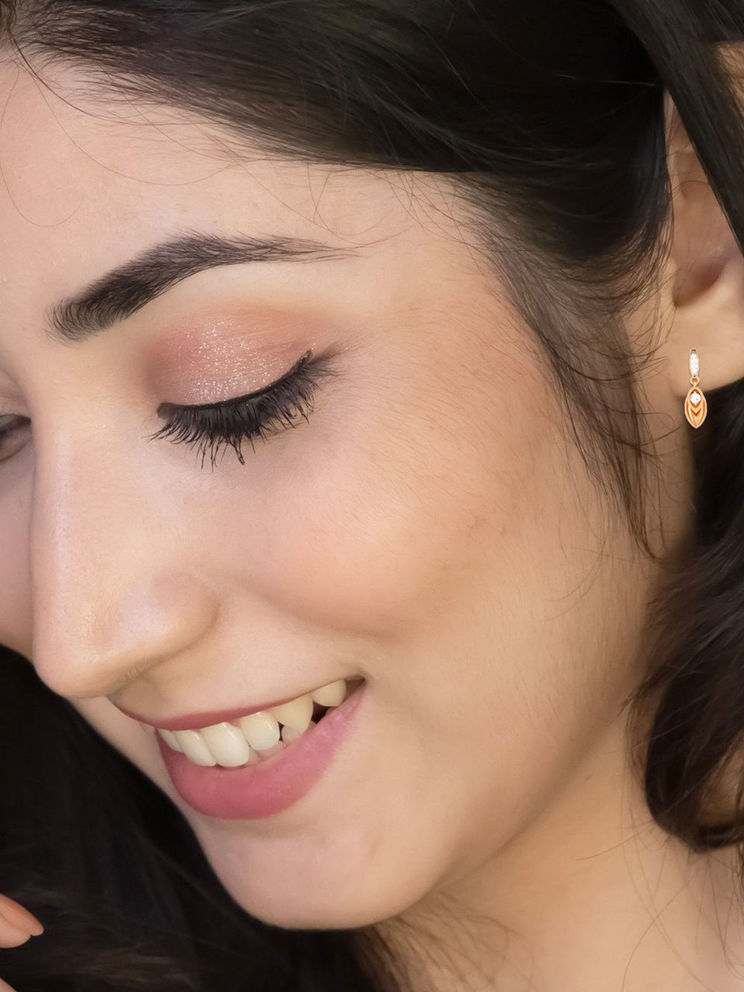 WHP JEWELLERS Dewdrop Sparkle 18 KT Rose Gold Earring For Women.