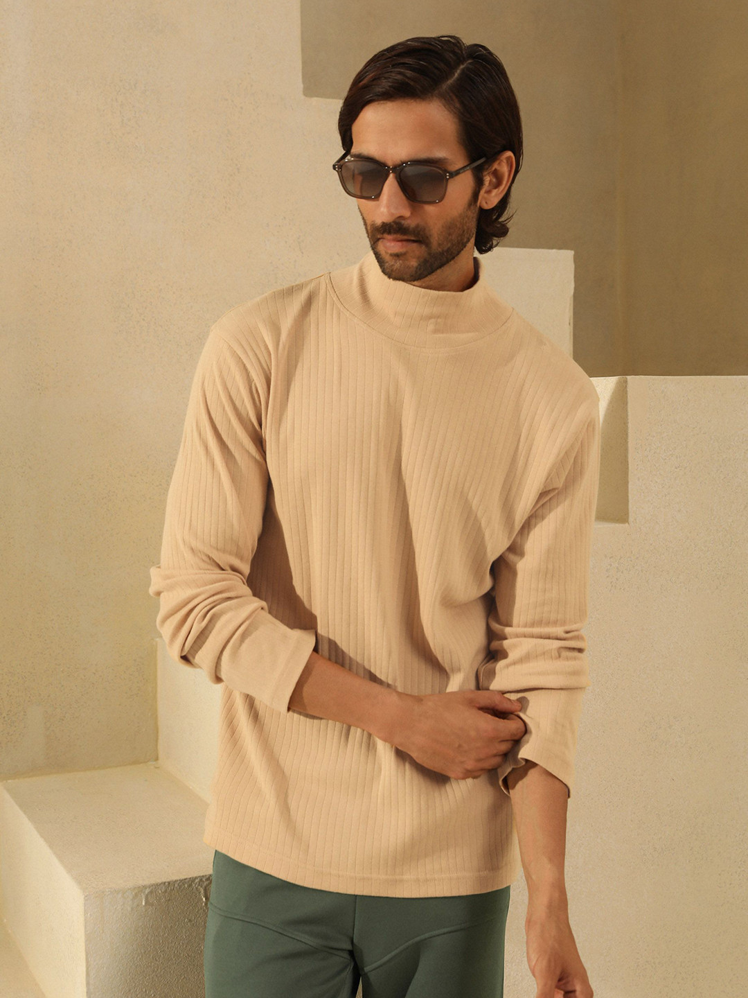 PRIMAL GRAY Men High Neck Organic Cotton Pockets T-shirt