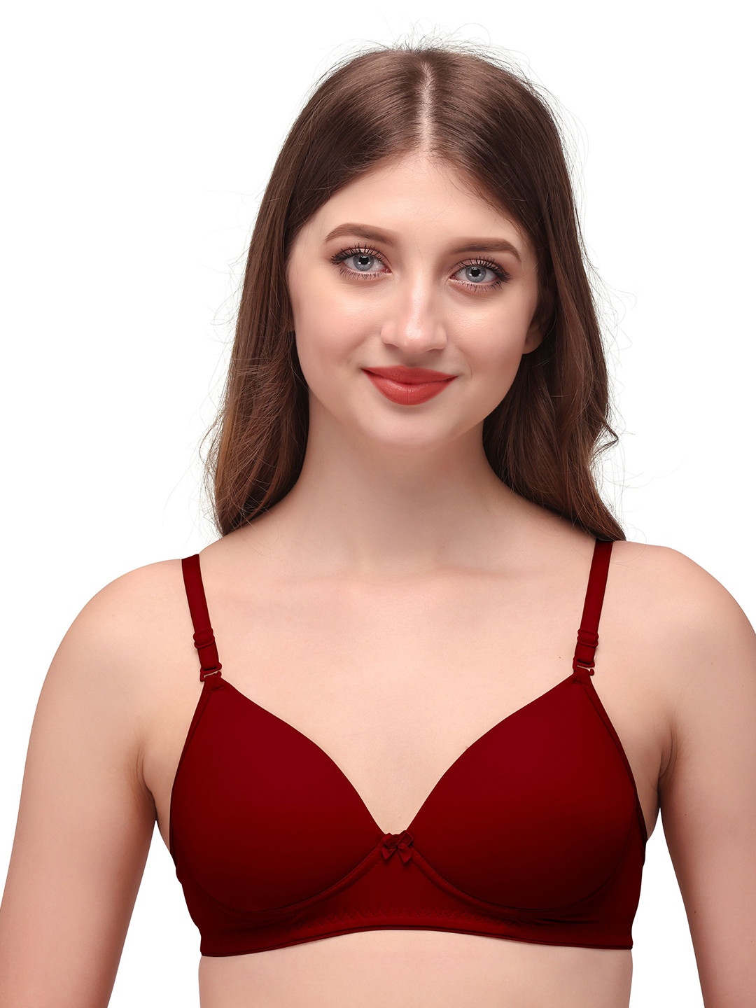 Exotica Lingerie Maroon Padded Non Wired Medium Coverage Push up Bra