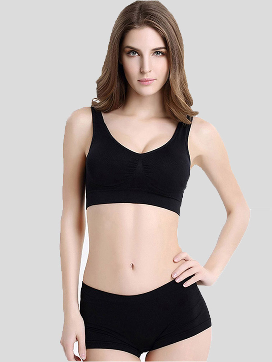 Briafinz Non-Padded Sports Lingerie Set - ED010_BK