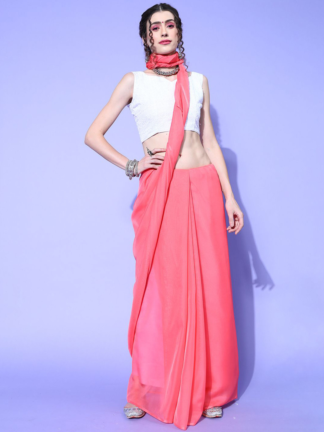 Anouk Rustic Chikankari Organza Saree