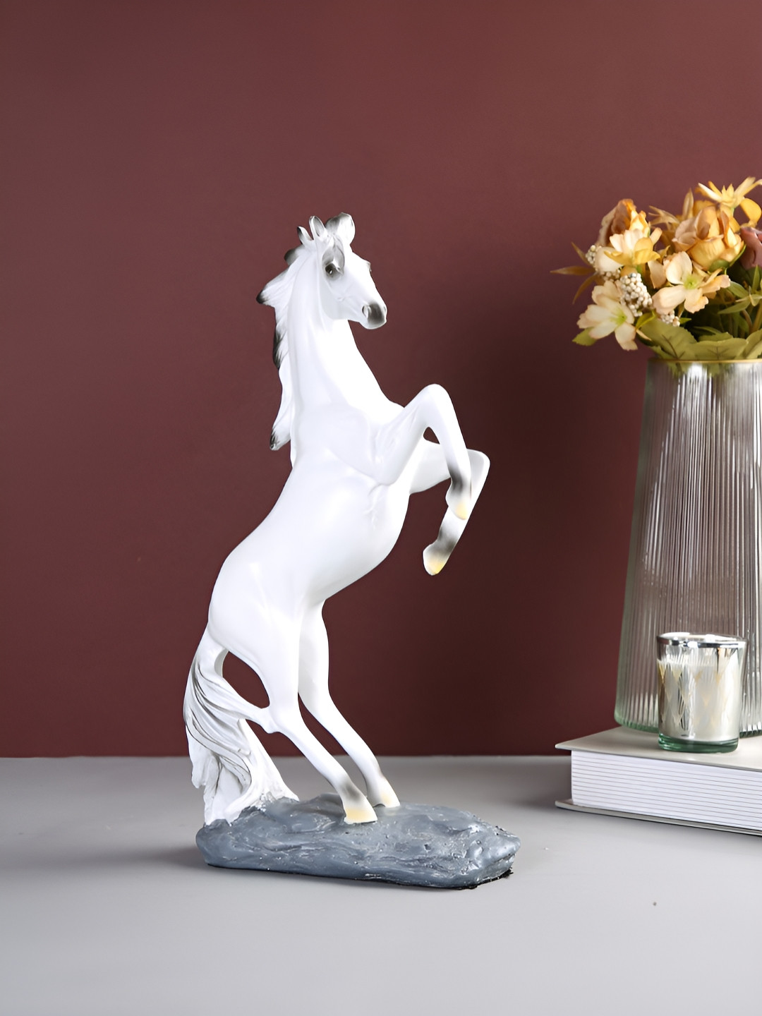 Myntra Elegant Homes Horse White Resin Natural Living Room Medium Showpiece - 12.8 Inches