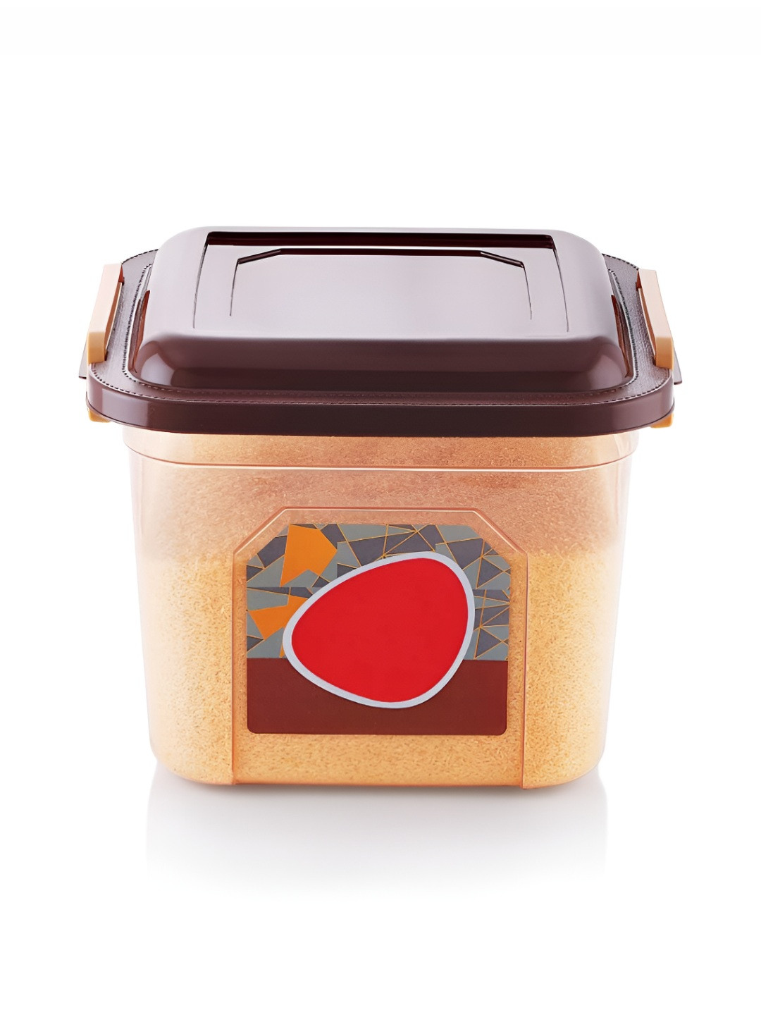 Galoof Brown Plastic Easy To Clean 2 Piece Clip-On Canister-14L